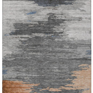 HomeRoots 5' Stylish Rust and Gray Abstract Area Rug - Washable, Durable, Indoor/Outdoor Versatile Design 5' X 8' 628945