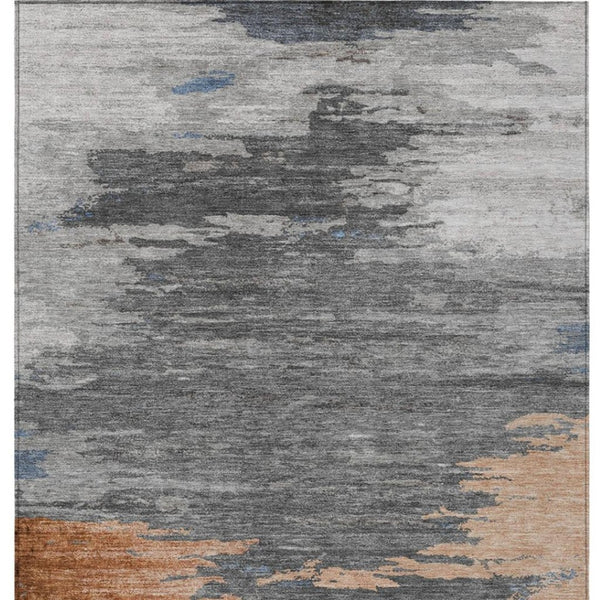HomeRoots 5' Stylish Rust and Gray Abstract Area Rug - Washable, Durable, Indoor/Outdoor Versatile Design 8' X 10' 628947