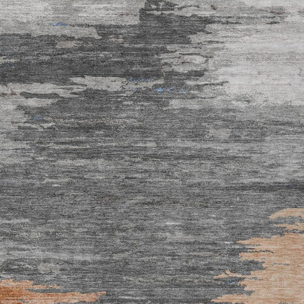 HomeRoots 5' Stylish Rust and Gray Abstract Area Rug - Washable, Durable, Indoor/Outdoor Versatile Design 9' X 12' 628948