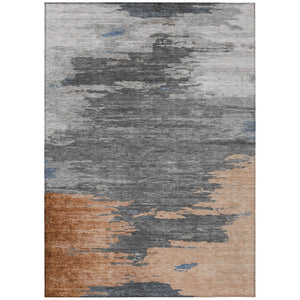 HomeRoots 5' Stylish Rust and Gray Abstract Area Rug - Washable, Durable, Indoor/Outdoor Versatile Design 10' X 14' 628949
