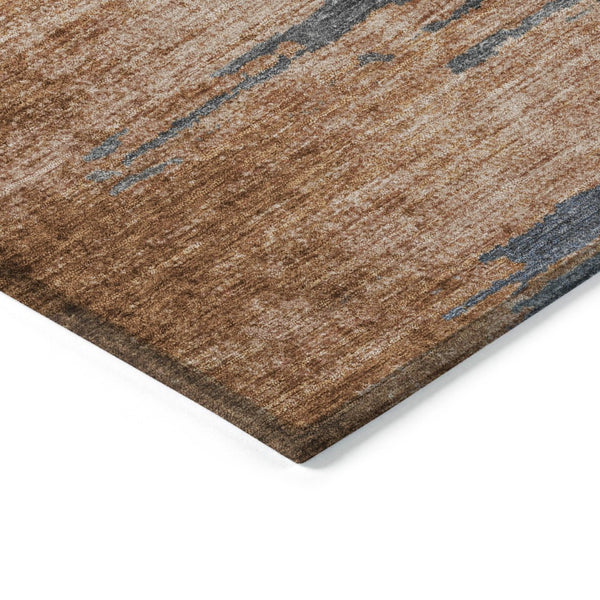 HomeRoots 5' Stylish Rust and Gray Abstract Area Rug - Washable, Durable, Indoor/Outdoor Versatile Design 10' X 14' 628949