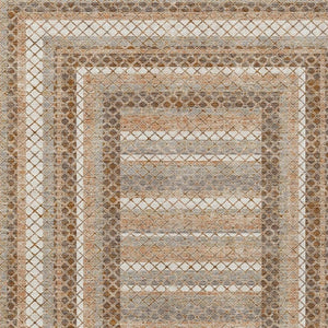 HomeRoots 5' Geometric Chocolate and Beige Area Rug - Stylish, Washable Design for Indoor and Outdoor Spaces 5' X 8' 628963