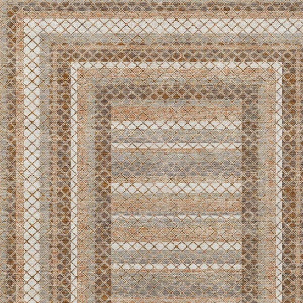 HomeRoots 5' Geometric Chocolate and Beige Area Rug - Stylish, Washable Design for Indoor and Outdoor Spaces 5' X 8' 628963
