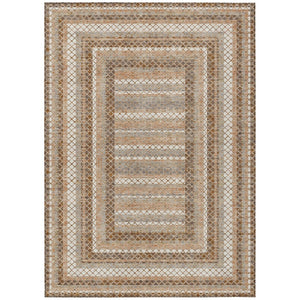HomeRoots 5' Geometric Chocolate and Beige Area Rug - Stylish, Washable Design for Indoor and Outdoor Spaces 5' X 8' 628963