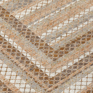 HomeRoots 5' Geometric Chocolate and Beige Area Rug - Stylish, Washable Design for Indoor and Outdoor Spaces 8' Round 628964