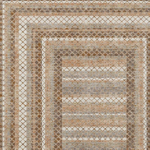 HomeRoots 5' Geometric Chocolate and Beige Area Rug - Stylish, Washable Design for Indoor and Outdoor Spaces 8' X 10' 628965