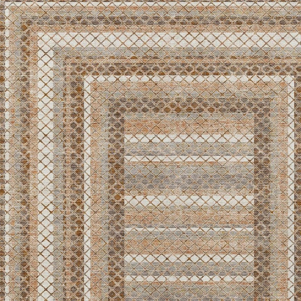 HomeRoots 5' Geometric Chocolate and Beige Area Rug - Stylish, Washable Design for Indoor and Outdoor Spaces 8' X 10' 628965