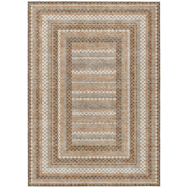HomeRoots 5' Geometric Chocolate and Beige Area Rug - Stylish, Washable Design for Indoor and Outdoor Spaces 8' X 10' 628965