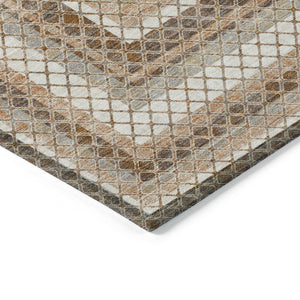 HomeRoots 5' Geometric Chocolate and Beige Area Rug - Stylish, Washable Design for Indoor and Outdoor Spaces 8' X 10' 628965