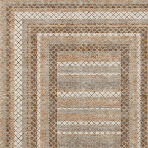 HomeRoots 5' Geometric Chocolate and Beige Area Rug - Stylish, Washable Design for Indoor and Outdoor Spaces 9' X 12' 628966