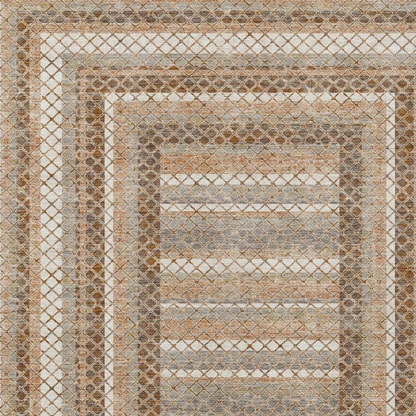 HomeRoots 5' Geometric Chocolate and Beige Area Rug - Stylish, Washable Design for Indoor and Outdoor Spaces 9' X 12' 628966