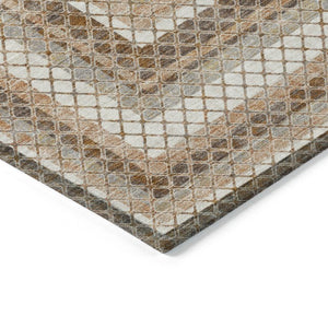 HomeRoots 5' Geometric Chocolate and Beige Area Rug - Stylish, Washable Design for Indoor and Outdoor Spaces 9' X 12' 628966