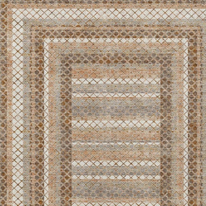 HomeRoots 5' Geometric Chocolate and Beige Area Rug - Stylish, Washable Design for Indoor and Outdoor Spaces 10' X 14' 628967