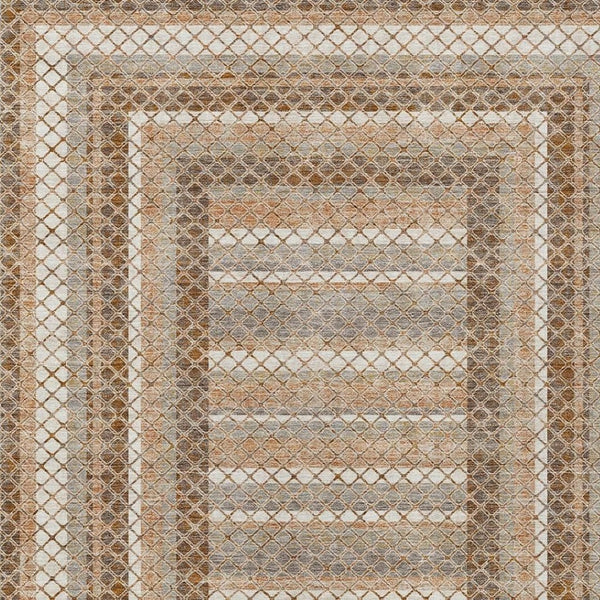 HomeRoots 5' Geometric Chocolate and Beige Area Rug - Stylish, Washable Design for Indoor and Outdoor Spaces 10' X 14' 628967