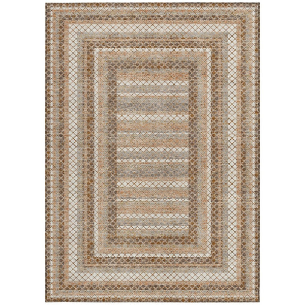 HomeRoots 5' Geometric Chocolate and Beige Area Rug - Stylish, Washable Design for Indoor and Outdoor Spaces 10' X 14' 628967