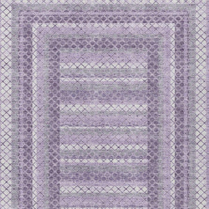 HomeRoots 5' Stylish Lavender and Ivory Geometric Area Rug - Durable, Washable for Indoor & Outdoor Use 5' X 8' 628975