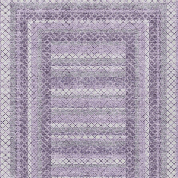 HomeRoots 5' Stylish Lavender and Ivory Geometric Area Rug - Durable, Washable for Indoor & Outdoor Use 5' X 8' 628975