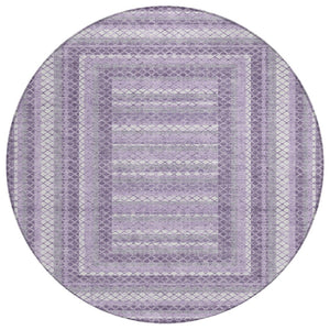HomeRoots 5' Stylish Lavender and Ivory Geometric Area Rug - Durable, Washable for Indoor & Outdoor Use 8' Round 628976