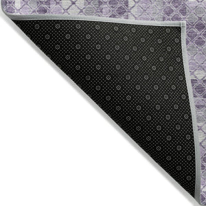 HomeRoots 5' Stylish Lavender and Ivory Geometric Area Rug - Durable, Washable for Indoor & Outdoor Use 8' Round 628976