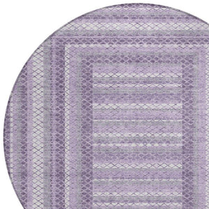 HomeRoots 5' Stylish Lavender and Ivory Geometric Area Rug - Durable, Washable for Indoor & Outdoor Use 8' Round 628976