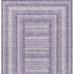 HomeRoots 5' Stylish Lavender and Ivory Geometric Area Rug - Durable, Washable for Indoor & Outdoor Use 8' X 10' 628977