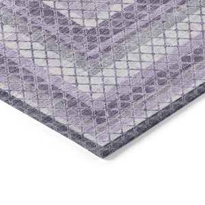 HomeRoots 5' Stylish Lavender and Ivory Geometric Area Rug - Durable, Washable for Indoor & Outdoor Use 8' X 10' 628977