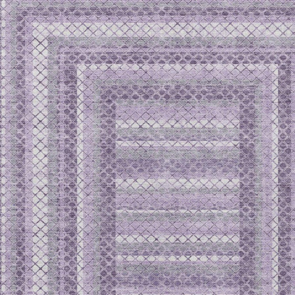 HomeRoots 5' Stylish Lavender and Ivory Geometric Area Rug - Durable, Washable for Indoor & Outdoor Use 8' X 10' 628977