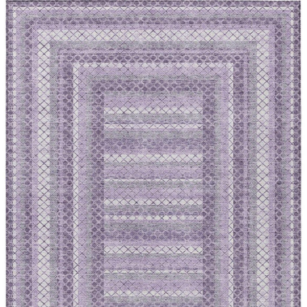 HomeRoots 5' Stylish Lavender and Ivory Geometric Area Rug - Durable, Washable for Indoor & Outdoor Use 9' X 12' 628978