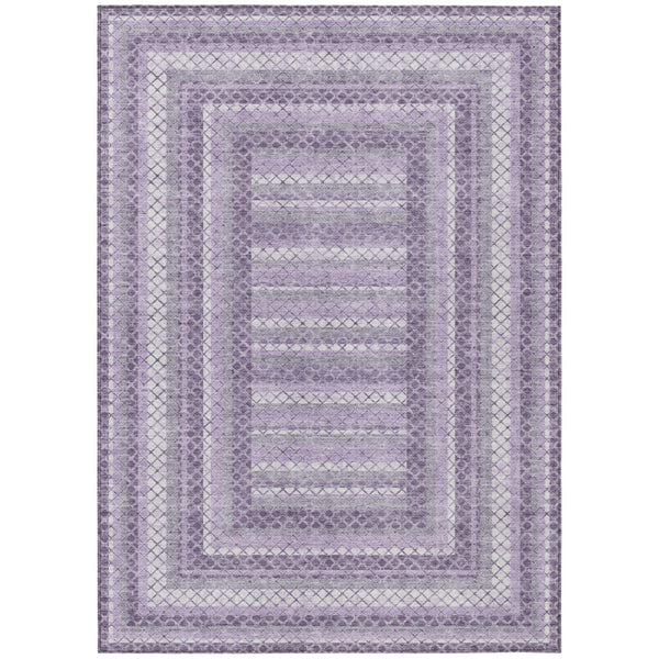 HomeRoots 5' Stylish Lavender and Ivory Geometric Area Rug - Durable, Washable for Indoor & Outdoor Use 9' X 12' 628978