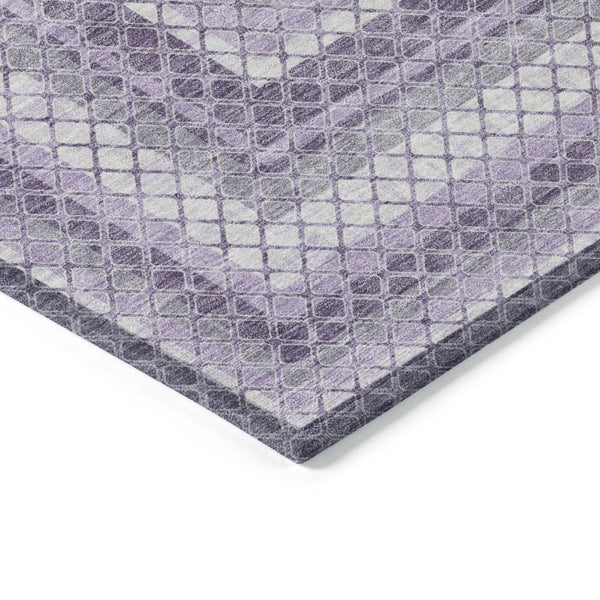 HomeRoots 5' Stylish Lavender and Ivory Geometric Area Rug - Durable, Washable for Indoor & Outdoor Use 9' X 12' 628978