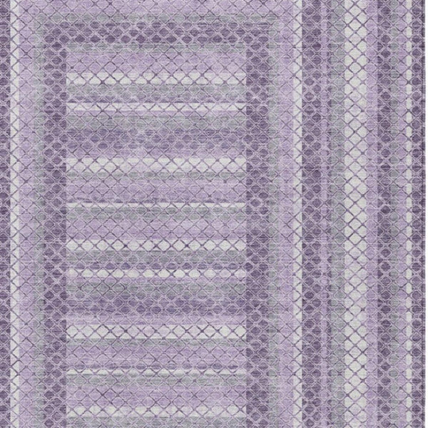 HomeRoots 5' Stylish Lavender and Ivory Geometric Area Rug - Durable, Washable for Indoor & Outdoor Use 9' X 12' 628978