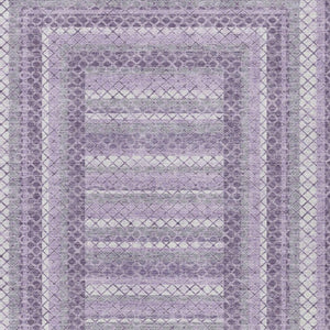 HomeRoots 5' Stylish Lavender and Ivory Geometric Area Rug - Durable, Washable for Indoor & Outdoor Use 10' X 14' 628979