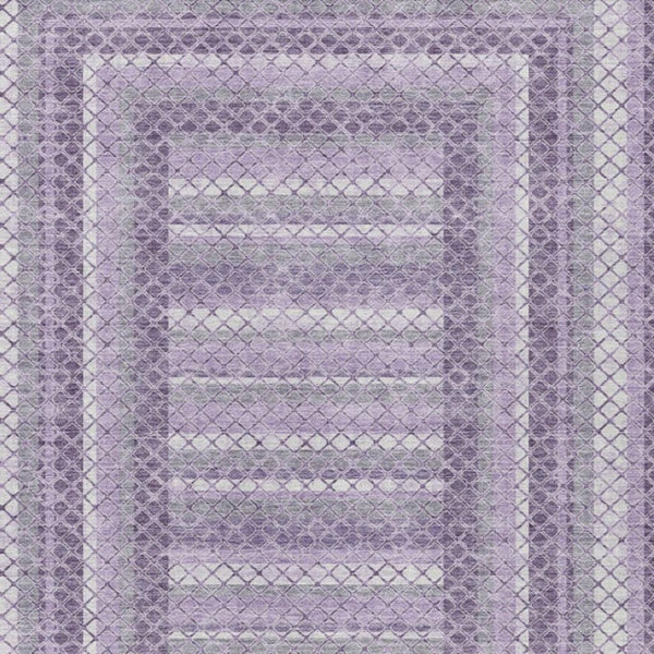 HomeRoots 5' Stylish Lavender and Ivory Geometric Area Rug - Durable, Washable for Indoor & Outdoor Use 10' X 14' 628979