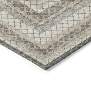 HomeRoots 5' Stylish Taupe and Ivory Geometric Washable Area Rug for Indoor and Outdoor Durability & Charm 5' X 8' 628987