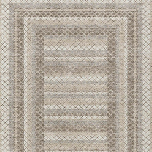 HomeRoots 5' Stylish Taupe and Ivory Geometric Washable Area Rug for Indoor and Outdoor Durability & Charm 5' X 8' 628987