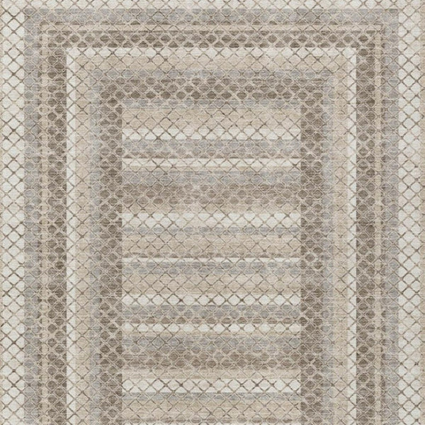 HomeRoots 5' Stylish Taupe and Ivory Geometric Washable Area Rug for Indoor and Outdoor Durability & Charm 5' X 8' 628987