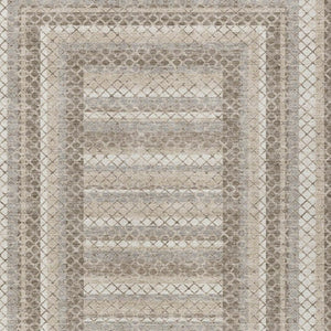 HomeRoots 5' Stylish Taupe and Ivory Geometric Washable Area Rug for Indoor and Outdoor Durability & Charm 8' X 10' 628989