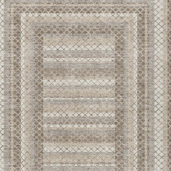 HomeRoots 5' Stylish Taupe and Ivory Geometric Washable Area Rug for Indoor and Outdoor Durability & Charm 8' X 10' 628989
