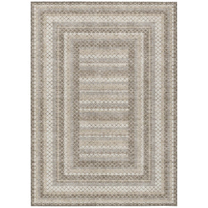 HomeRoots 5' Stylish Taupe and Ivory Geometric Washable Area Rug for Indoor and Outdoor Durability & Charm 9' X 12' 628990