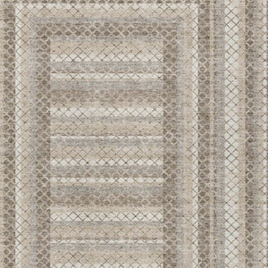 HomeRoots 5' Stylish Taupe and Ivory Geometric Washable Area Rug for Indoor and Outdoor Durability & Charm 9' X 12' 628990