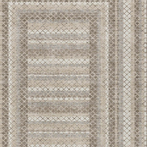 HomeRoots 5' Stylish Taupe and Ivory Geometric Washable Area Rug for Indoor and Outdoor Durability & Charm 9' X 12' 628990