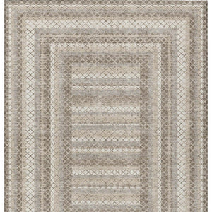 HomeRoots 5' Stylish Taupe and Ivory Geometric Washable Area Rug for Indoor and Outdoor Durability & Charm 10' X 14' 628991