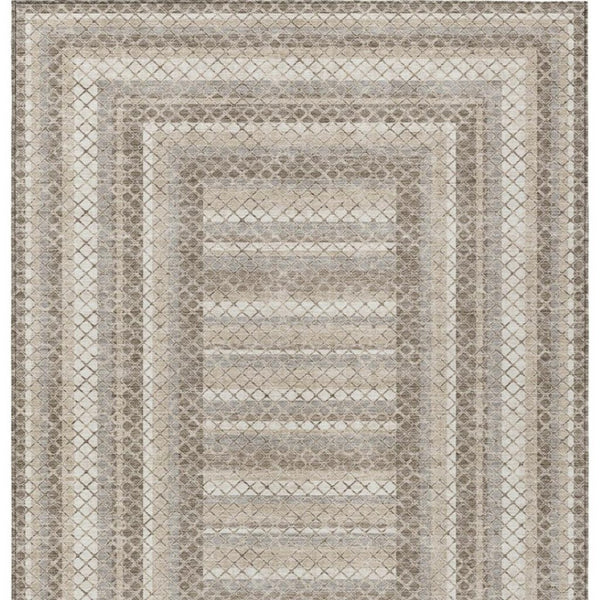 HomeRoots 5' Stylish Taupe and Ivory Geometric Washable Area Rug for Indoor and Outdoor Durability & Charm 10' X 14' 628991