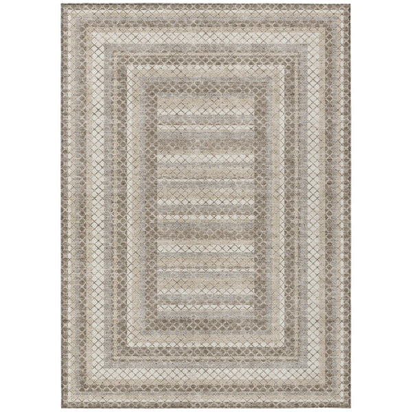 HomeRoots 5' Stylish Taupe and Ivory Geometric Washable Area Rug for Indoor and Outdoor Durability & Charm 10' X 14' 628991