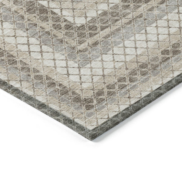 HomeRoots 5' Stylish Taupe and Ivory Geometric Washable Area Rug for Indoor and Outdoor Durability & Charm 10' X 14' 628991