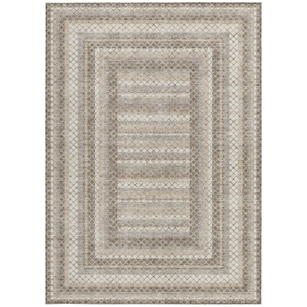 HomeRoots 5' Stylish Taupe and Ivory Geometric Washable Area Rug for Indoor and Outdoor Durability & Charm 10' X 14' 628991