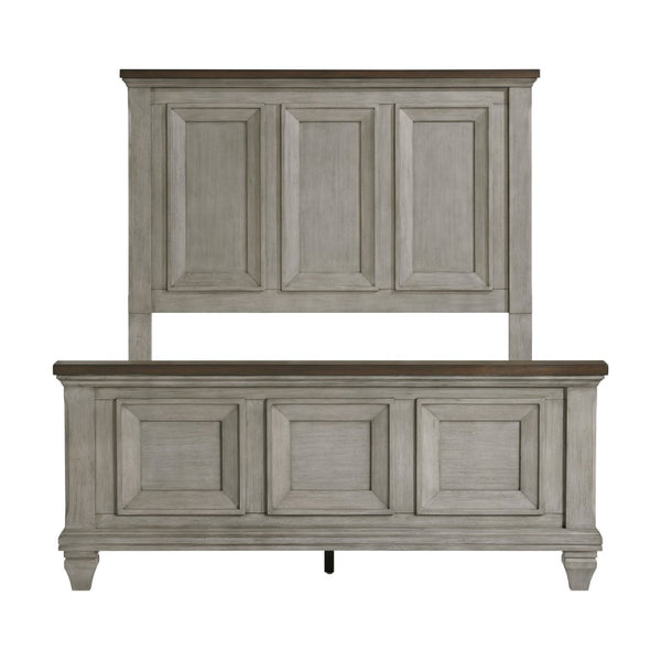 English Elm 1pc Eastern King Bed Towering Headboard Acacia Wood Two-tone Rustic Bedroom B011S01611