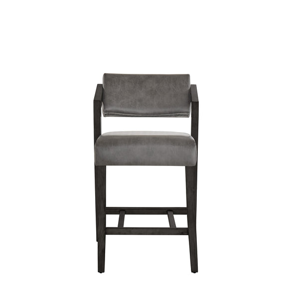 Homelegance Billings Rubberwood Counter Stool with Cushioned Seat and Tilting Back for Kitchen Bars Black / Charcoal 628BK-24CCPU