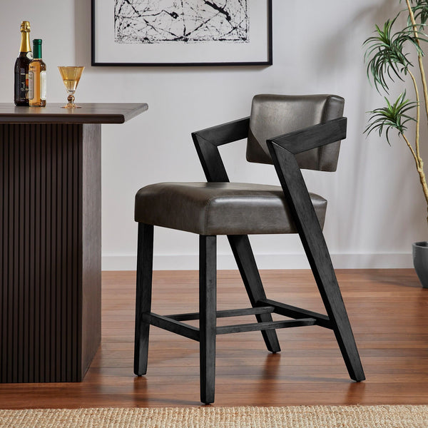 Billings Rubberwood Counter Stool with Cushioned Seat and Tilting Back for Kitchen Bars