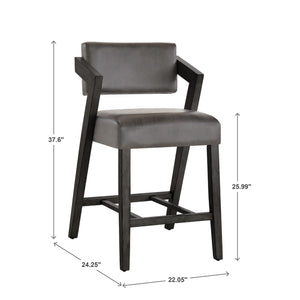 Billings Rubberwood Counter Stool with Cushioned Seat and Tilting Back for Kitchen Bars